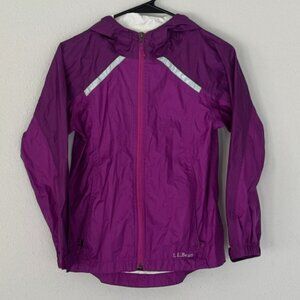 L.L.Bean Purple Rain Jacket Packable Lightweight Reflective Girls Size S(8)